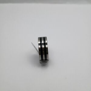 Stainless Steel Silver and Black Striped Ring U.S Size 9